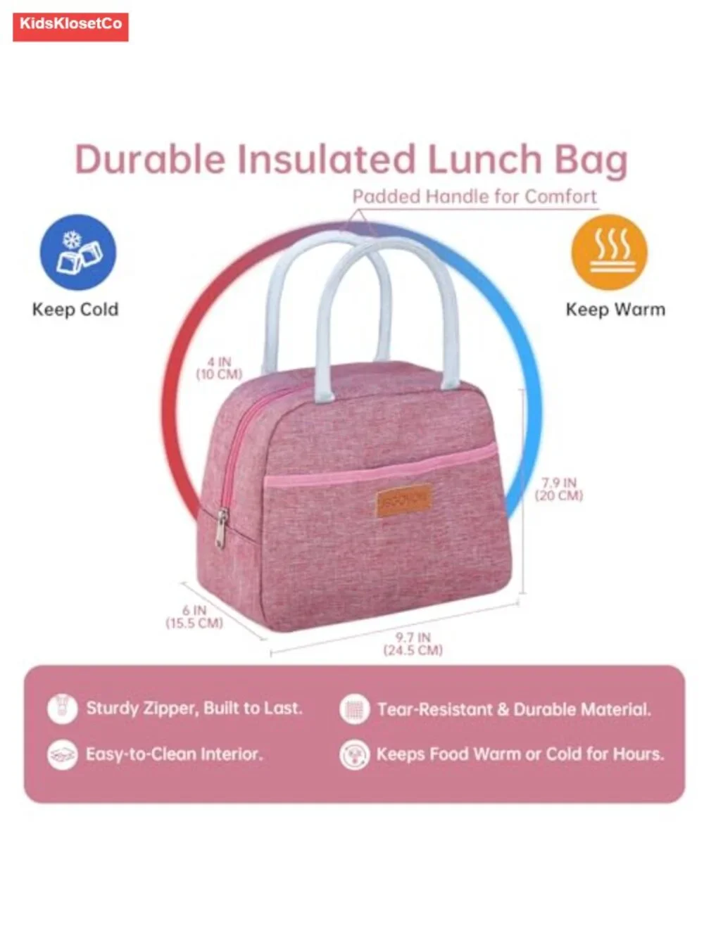 4-in-1 Bento Lunch Box Set with Insulated Bag, Pink